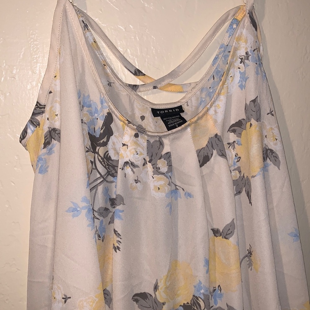 Torrid Womens white and yellow Floral Spaghetti Strap top